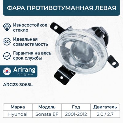 Фара противотуманная левая 92201-3D000/ARG23-3065L ARIRANG