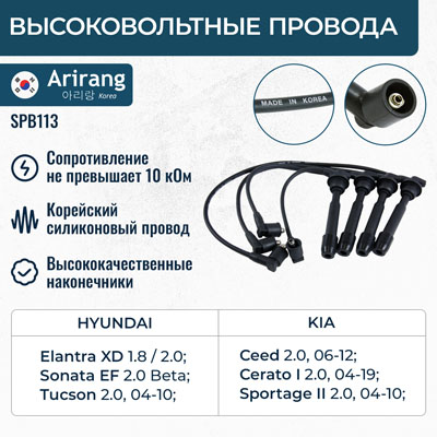 Провода высоковольтные 27501-23B70/SPB113 ARIRANG