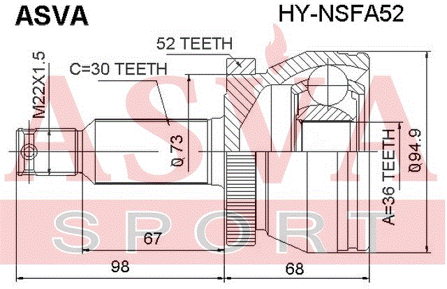 ШРУС наружный 49500-2B510/HY-NSFA52 ASVA