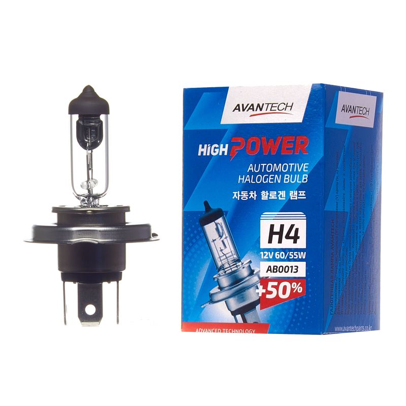 Лампа H4 12V 60/55W P43T SUP +50% AB0013 AVANTECH
