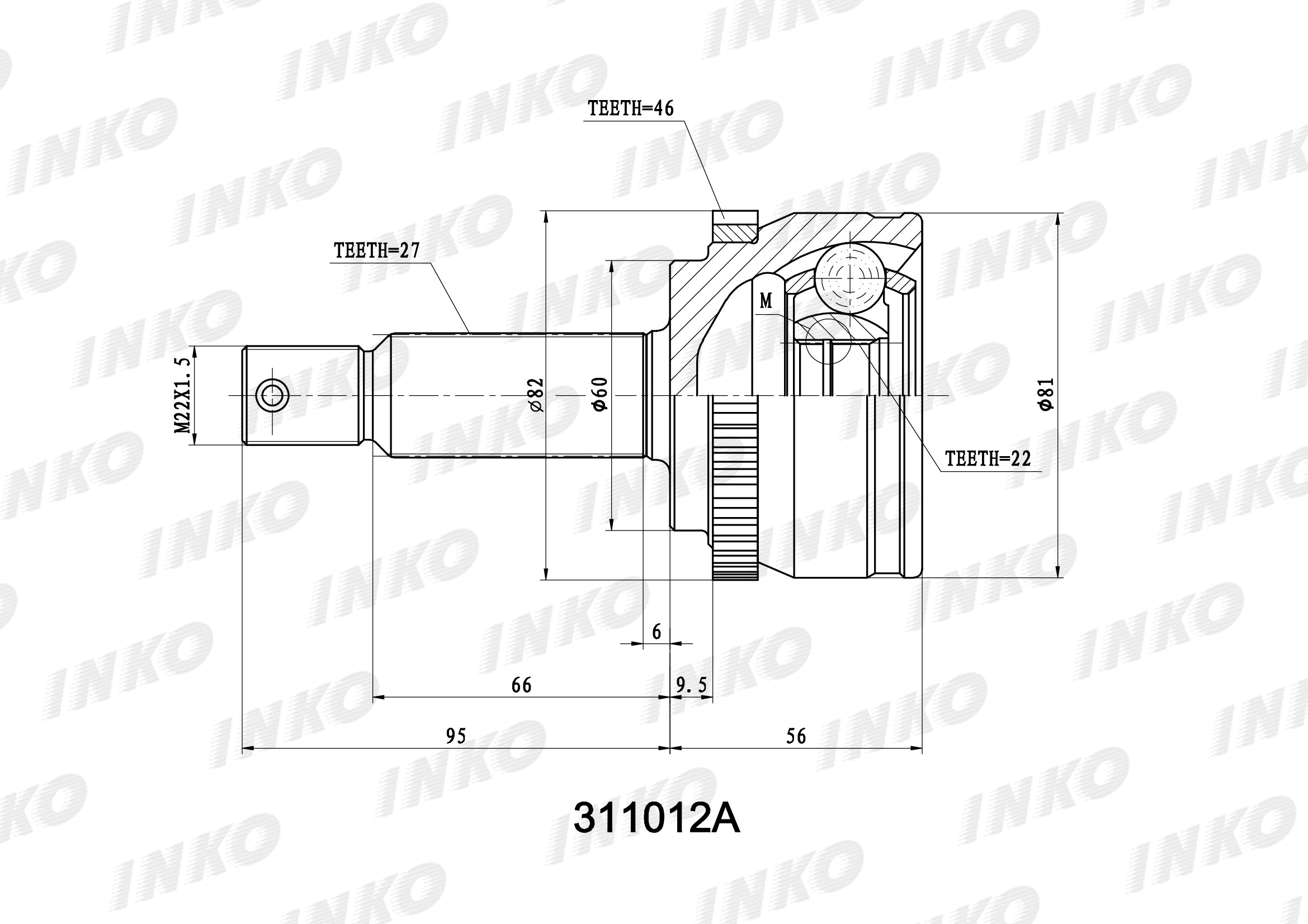 ШРУС наружный 49500-1H010/311012A INKO