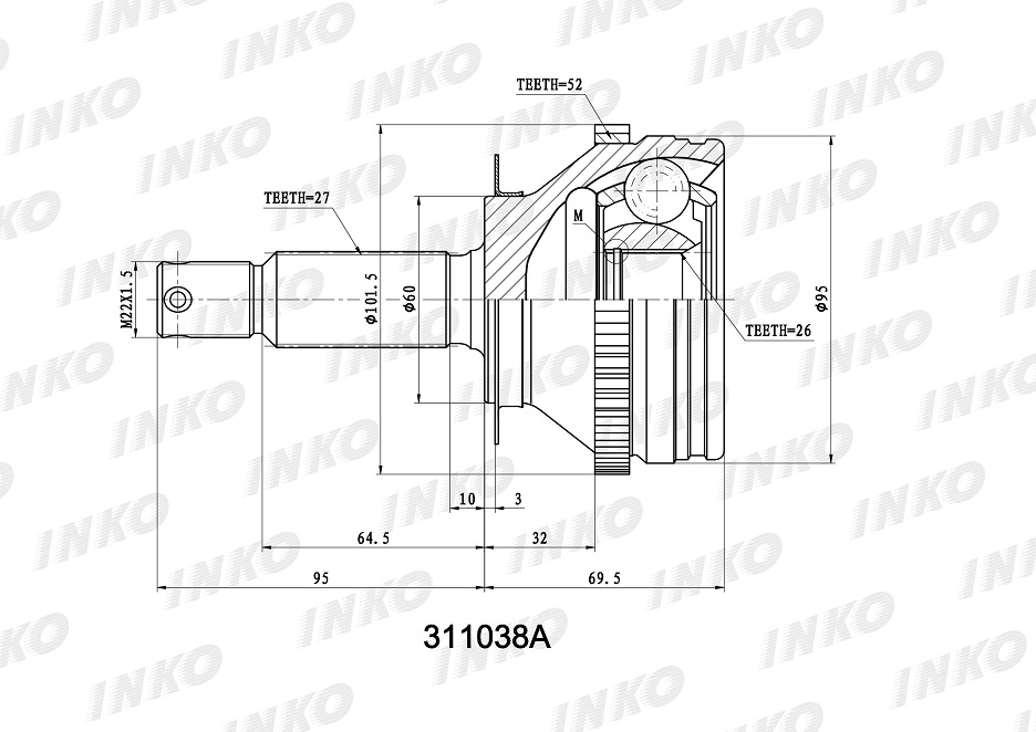 ШРУС наружный 49501-26561/311038A INKO