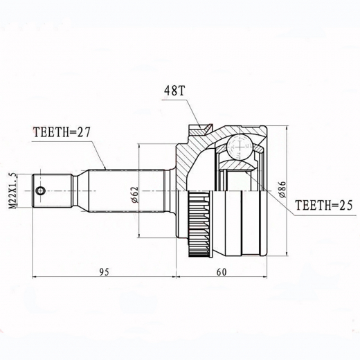 ШРУС наружный V42-4090 ABS JETT