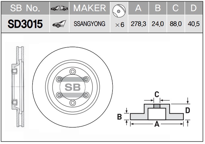 Диск тормозной 4144106211/SD3015 SANGSIN BRAKE