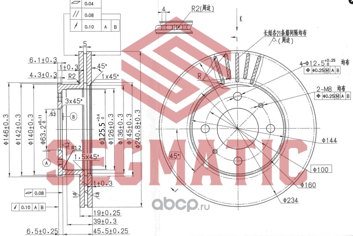 Диск тормозной передний 51712-25061/SBD30093017 SEGMATIC