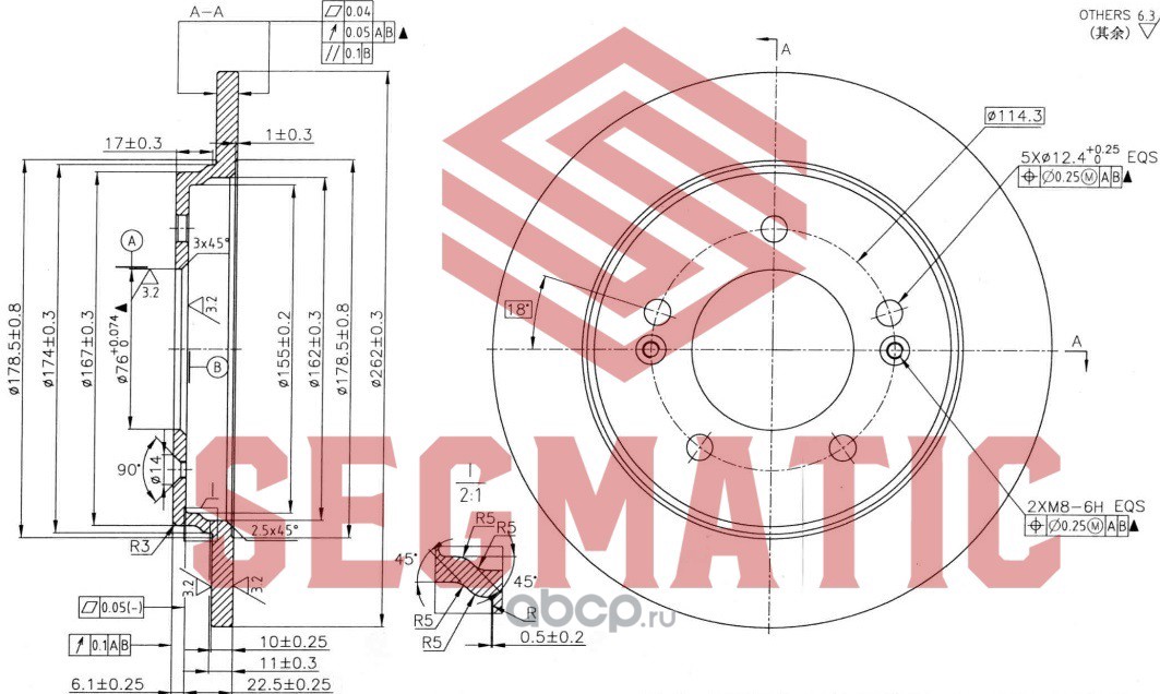 Диск тормозной передний 58411-C9500/SBD30093157 SEGMATIC