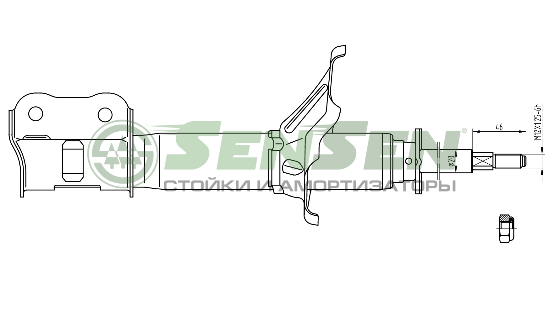 Амортизатор передний правый 54660-25050/42130146 газомасляный SENSEN