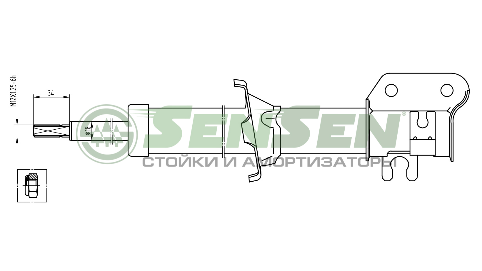 Амортизатор передний правый 96336488/42130458 газомасляный SenSen