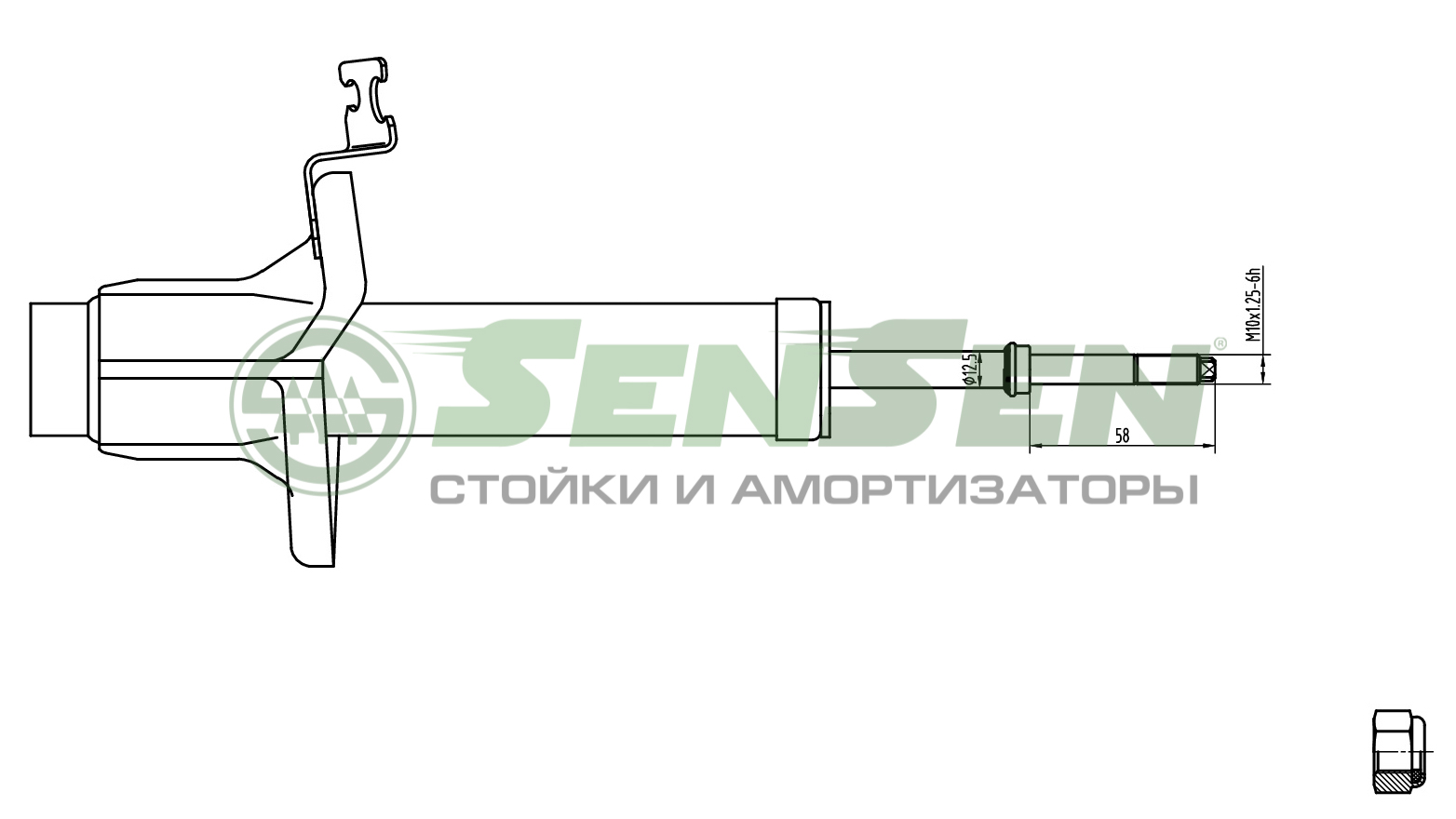 Амортизатор передний левый 0K08G34720/4213-0822 газомасляный SenSen