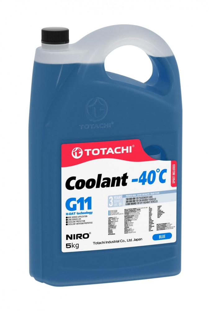 Антифриз синий TOTACHI NIRO Coolant Blue -40C G11 5 кг TOTACHI