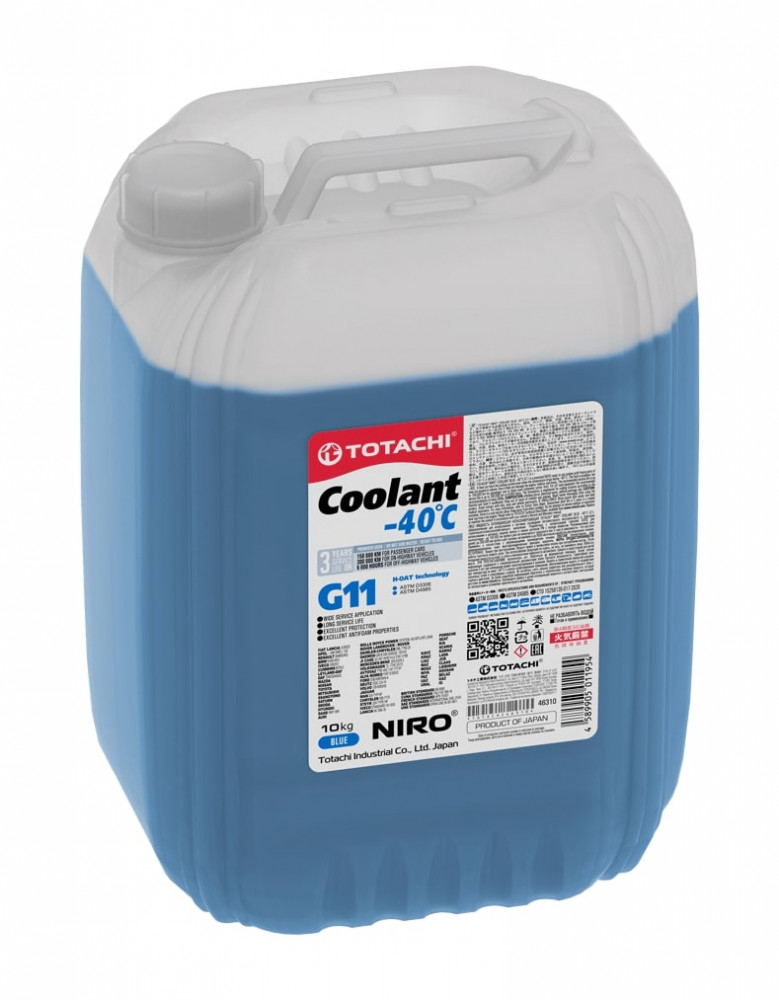 Антифриз синий TOTACHI NIRO Coolant Blue -40C G11 10 кг TOTACHI